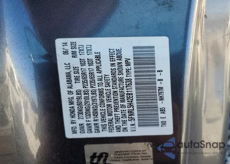 2014 Honda Odyssey Ex z USA, uszkodzony, nr VIN 5FNRL5H42EB117638